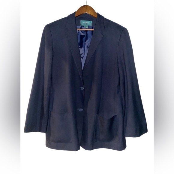 Lauren Ralph Lauren Women 14 Silk Blazer Quiet Luxury Old Money Business Work - Picture 6 of 7